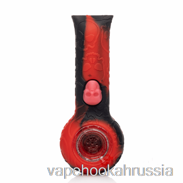 Vape Russia Stratus силиконовая трубка с черепом малиновая (черная/красная)